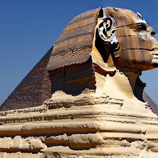 Image similar to sphinx of giza, freshly built