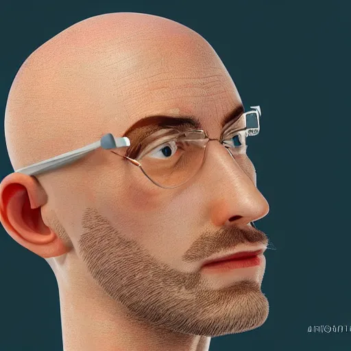 Image similar to Dr. Venture in real life with a reddish-brown chin strap goatee and a hooked nose, long gaunt face, skinny body and neck, very thin and bald, realistic, very realistic, hyperrealistic, highly detailed, very detailed, extremely detailed, detailed, digital art, oil painting, trending on artstation, headshot and bodyshot, detailed face, very detailed face, extremely detailed face, HD Quality, 8k resolution