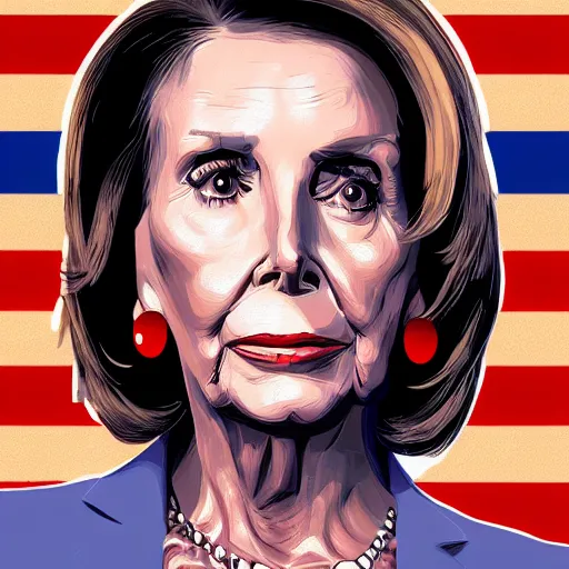 Image similar to Poster of Nancy Pelosi starring in Terminator, digital art, artstation