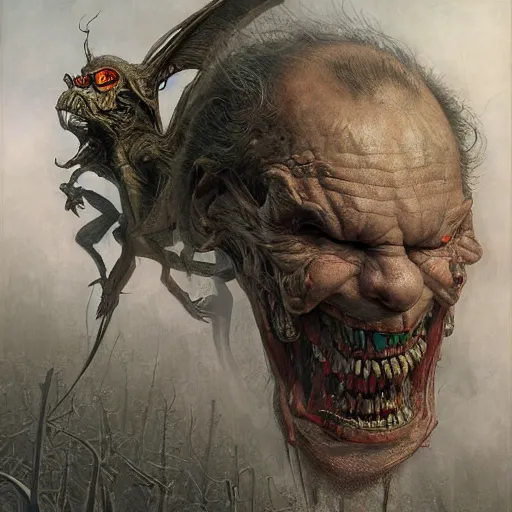 Image similar to sergey lavrov, is evil gremlin, rotten teeth, horror, macabre by donato giancola and greg rutkowski and wayne barlow and zdzisław beksinski, realistic face, digital art