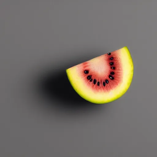 Image similar to centered hyper-realistic single piece of fruit, gray background