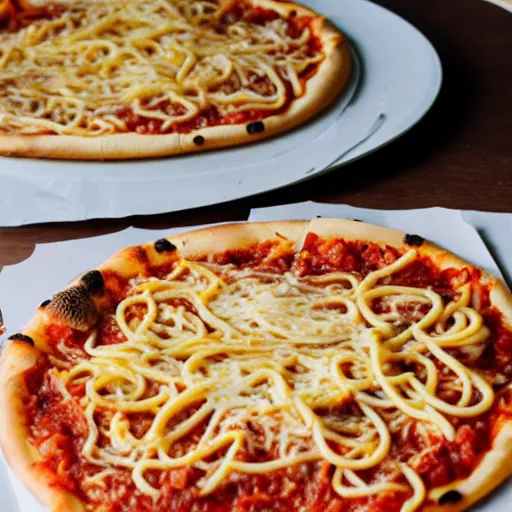 Prompt: spaghetti pizza