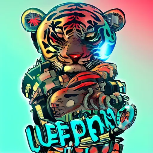 Prompt: a cute sleeping tiger cyberpunk style video game art trending artstation