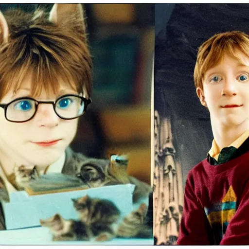 Prompt: Kitten Potter and the Philosopher's Stone,
