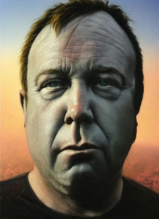 Image similar to alex jones by zdzislaw beksinski and lisa frank