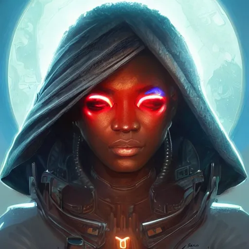 Prompt: african space pirate, science fiction, highly detailed, digital painting, beautiful eyes, symmetry, concept art, sharp focus, illustration, global illumination, radiant light, detailed and intricate environment, art by artgerm and greg rutkowski and magali villeneuve and ilya kuvshinov!