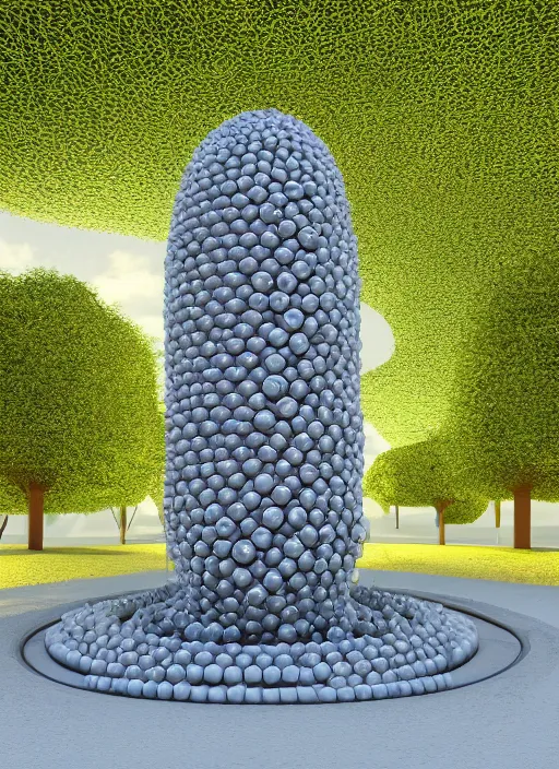 Prompt: highly detailed realistic architecture 3 d render of a futurisctic spiral stele monument made from balls standing in a city park, archdaily, made in unreal engine 4 octane render