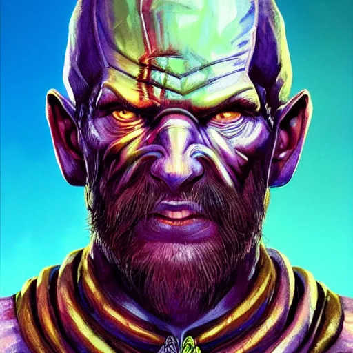 Image similar to bright, colorful, realistic, detailed from Elder Scrolls: shivering isles concept portrait durzog backlighting, kodachrome, high contrast, highly detailed, sharp focus, digital painting, concept art, illustration, trending on artstation, comic book by Alex Ross and Adam Adamowicz cover art