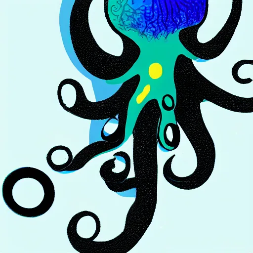 Prompt: psychedelic octopus talking on the phone