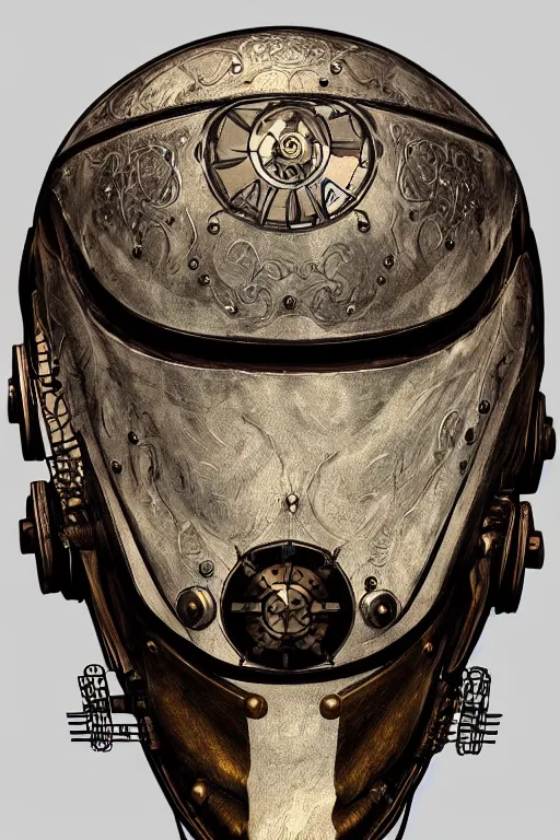 Image similar to steampunk helmet fantasy art mask robot ninja stylized digital illustration sharp focus, elegant intricate digital painting artstation concept art global illumination ray tracing advanced technology chaykin howard and campionpascale and cooke darwyn and davis jack