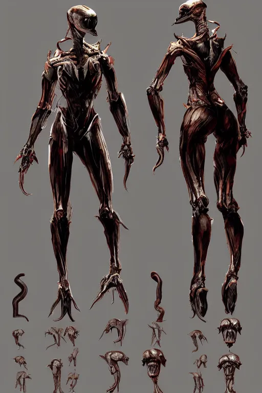 Image similar to full body alien female concept art, humanoid form, evil mecha muscle, horseshoe crap squid, digital art, in the style of ben lol, brian sum, ramil sunga, herbert lowis, furio tedesschi, christopher cao, frederic daoust, joe botardo, artstation, pinterest, deviantart, photoshop, unreal engine