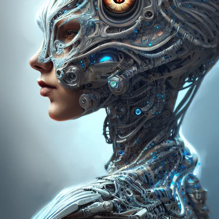 Image similar to organic cyborg, diffuse lighting, fantasy, intricate, elegant, highly detailed, lifelike, photorealistic, digital painting, artstation, illustration, concept art, smooth, sharp focus, art by skunkyfly