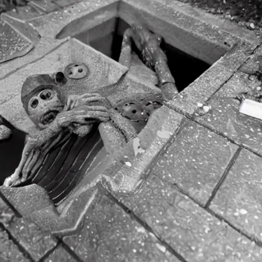 Prompt: photo of nightmare fuel chasing you through the sewer