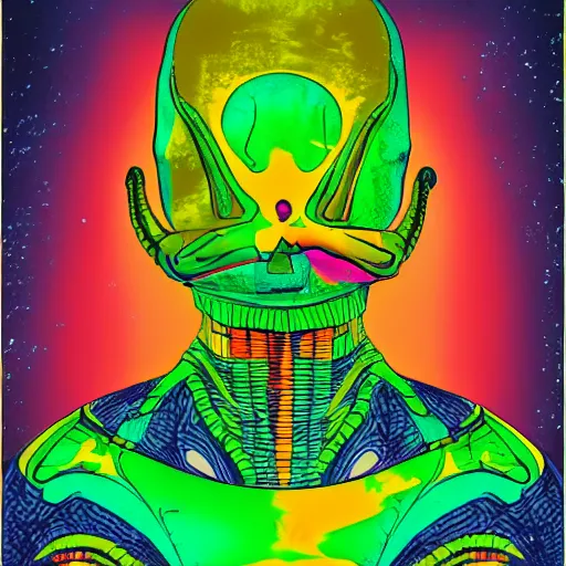 Prompt: alien map color professional studio portrait of a man from mali insane dmt color