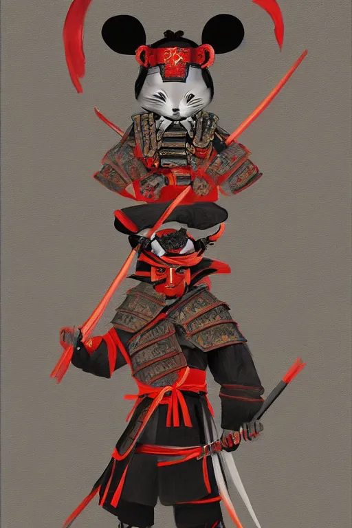 Image similar to samurai warrior mouse, full body pose, traditional painting, award winning, trending on Artstation, symmetrical 8k, UHD