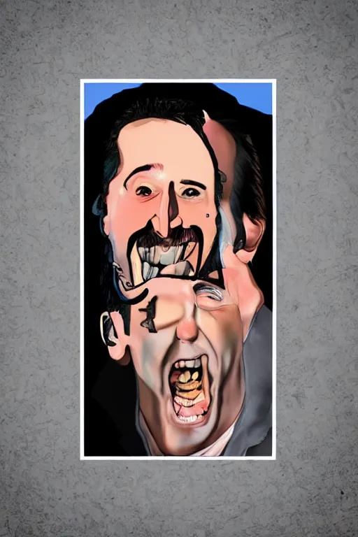 Image similar to nicolas cage!! freaking out, in the style of georgia o'keefe