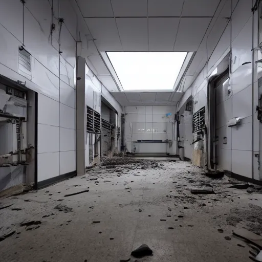 Image similar to photo of a modern but abandoned research facility