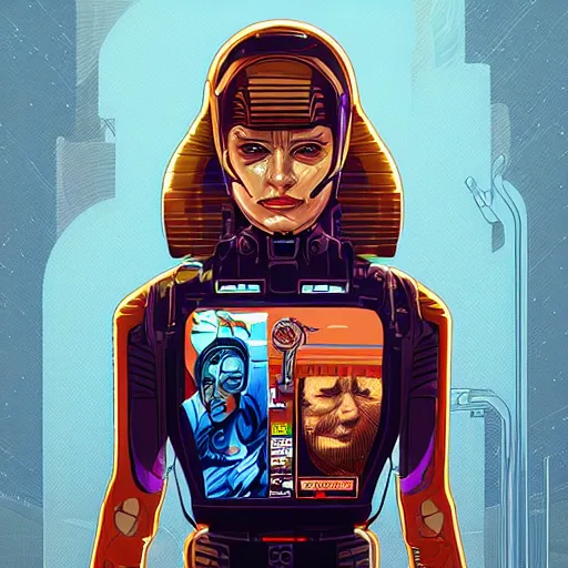 Image similar to a portrait of a female android, by Dan Mumford and Sandra Chevrier, 4k