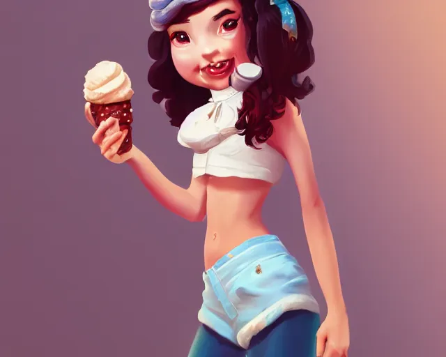 Prompt: a girl with the ice cream by samuel smith trending on artstation