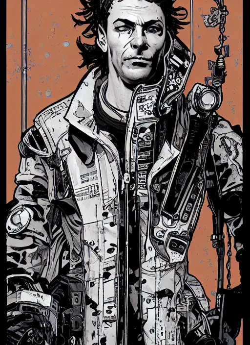 Image similar to cyberpunk soda salesman. portrait by ashley wood and alphonse mucha and laurie greasley and josan gonzalez and james gurney. spliner cell, apex legends, rb 6 s, hl 2, d & d, cyberpunk 2 0 7 7. realistic face. dystopian setting.