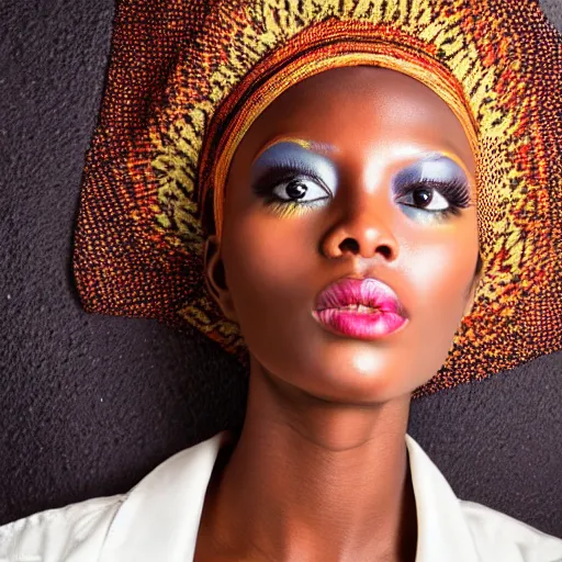 Image similar to Photo of a African woman ,bold, self confidence, cinematic, light makeup focus