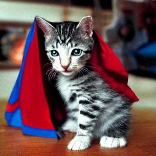 Image similar to superman as a kitten