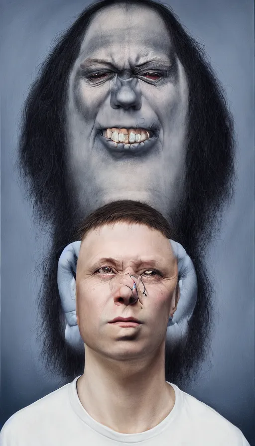 Image similar to portrait of a digital shaman, by gottfried helnwein