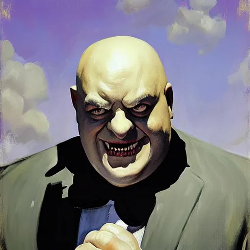 Image similar to greg manchess portrait painting of uncle fester from addams family as overwatch character, medium shot, asymmetrical, profile picture, organic painting, sunny day, matte painting, bold shapes, hard edges, street art, trending on artstation, by huang guangjian and gil elvgren and brom