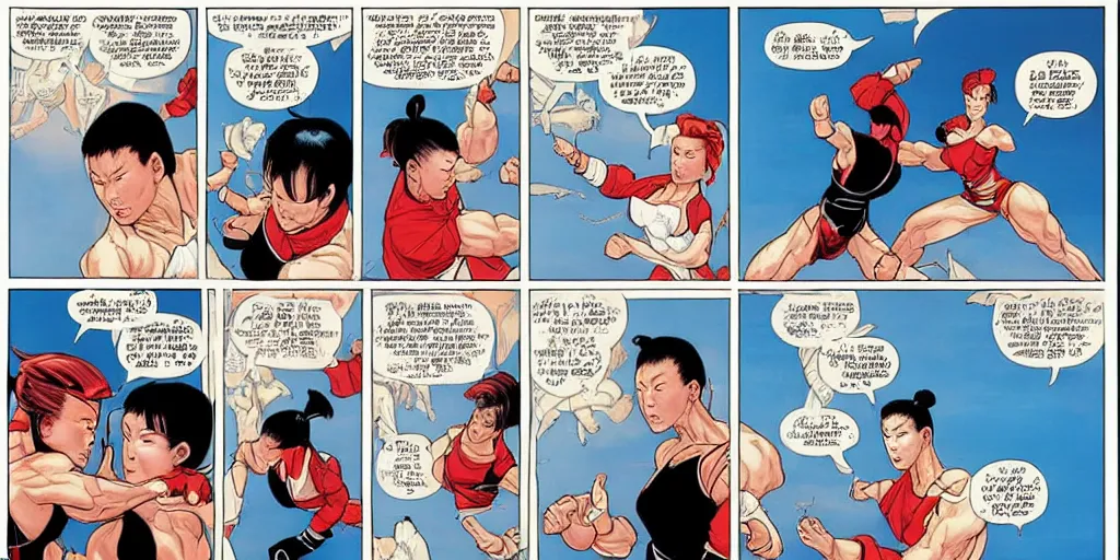 Image similar to Chun Li teaching Trump karate. Epic painting by James Gurney and Laurie Greasley.