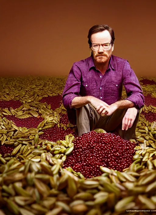 Image similar to tiny bryan cranston sitting inside a bown of cranberries, food photography, natural light, sharp, detailed face, magazine, press, photo, steve mccurry, david lazar, canon, nikon, focus