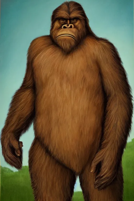 Image similar to Bigfoot in the style of a presidential portrait, national portrait gallery