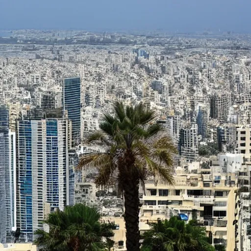 Image similar to tel aviv view the end of the world with palm trees