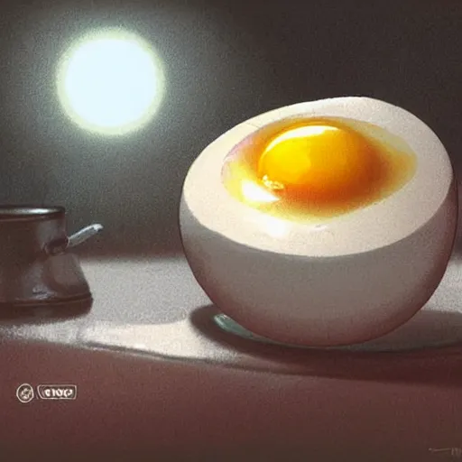 Prompt: an egg frying in a pan with edward norton's face in the yolk, concept art by greg rutkowski, artgerm