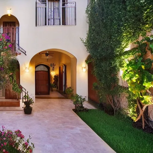 Prompt: beautiful!!!!!!!!!!!!, courtyard, home, mediterranean, vines, 4 k