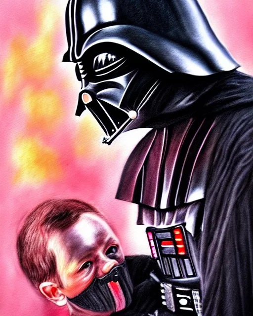 Image similar to pastel painting portrait of darth vader choking a rebel, high production value, intricate details, high resolution, hdr, high definition, masterpiece, realistic, ultrarealistic, highly detailed, hd, sharp focus, non blurry, sharp, smooth