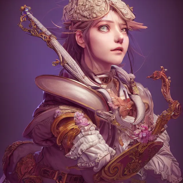 Image similar to the portrait of neutral good colorful female cleric bard as absurdly beautiful, gorgeous, elegant, young gravure idol, an ultrafine hyperdetailed illustration by kim jung gi, irakli nadar, intricate linework, sharp focus, bright colors, octopath traveler, final fantasy, unreal engine 5 highly rendered, global illumination, radiant light, detailed and intricate environment