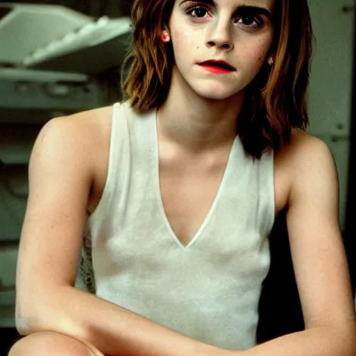 Prompt: emma watson starring in the new alien movie, 8 0 s movie, cinematic, movie poster, dark