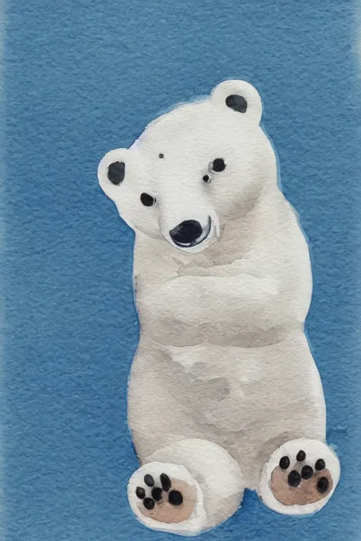 Image similar to a cute anime polar bear holding a porcelain, watercolor, white background, lovely