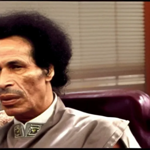 Image similar to A still of Muammar Gaddafi in the sitcom Seinfield