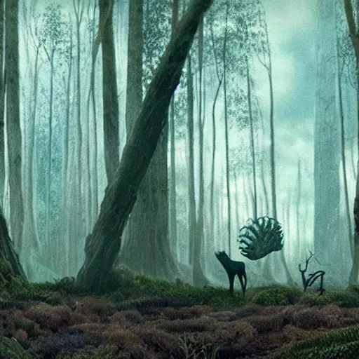 Image similar to annihilation ( 2 0 1 8 ) frame by mehoffer, surreal creatures landscape by malczewski