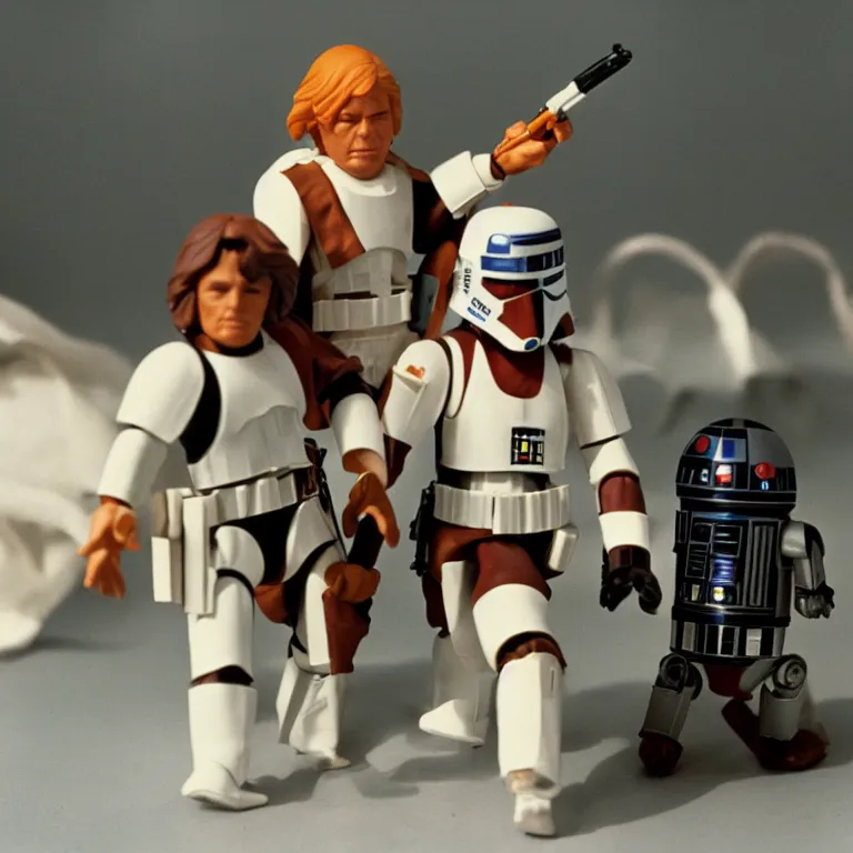 Image similar to 35mm photo of star wars action figure, vintage, 1980s