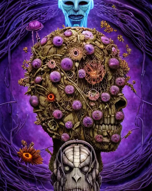 Image similar to the platonic ideal of flowers, rotting, insects and praying of cletus kasady carnage thanos dementor doctor manhattan chtulu mandelbulb mandala spirited away bioshock davinci the witcher, d & d, fantasy, ego death, decay, dmt, psilocybin, art by artgerm and steve mccurry and giuseppe arcimboldo