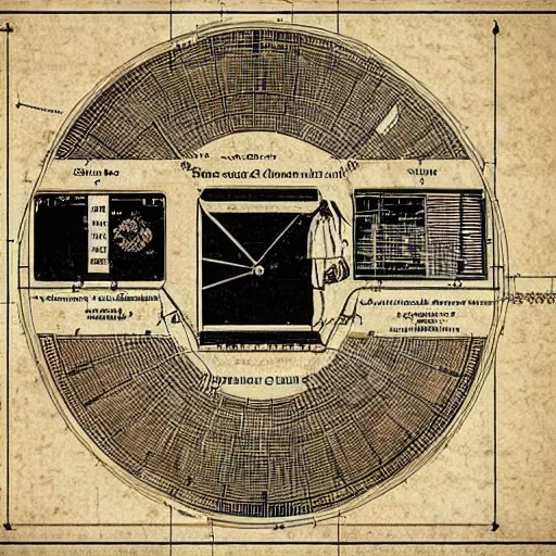 Prompt: blueprint of a time machine