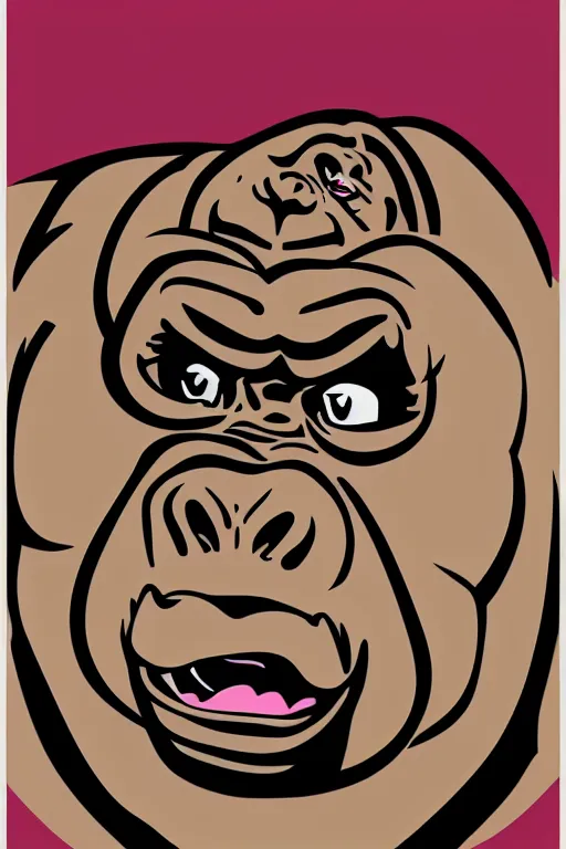 Image similar to A portrait of a gorilla that is a sumo wrestler, sticker, highly detailed, colorful, illustration, smooth and clean vector curves, no jagged lines, vector art, smooth