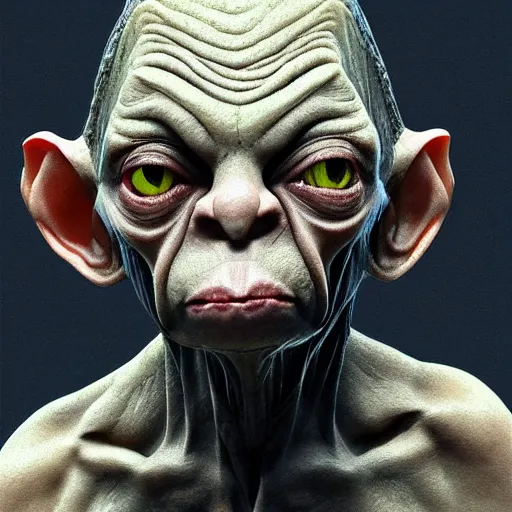 Image similar to gollum smeagol grotesque portrait, ultra detailed, ultra realistic