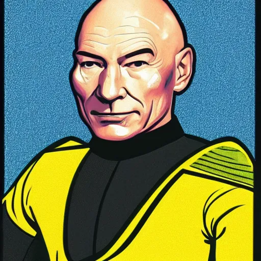 Image similar to a portrait of an avocado or of patrick stewart as jean - luc picard