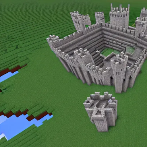 Prompt: a castle with vines growing on it, trending Minecraft build
