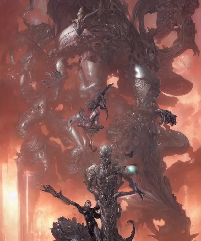 Image similar to beautiful evil fantasy baby superheroes, ultra realistic, wide angle, intricate details, the fifth element artifacts, highly detailed by peter mohrbacher, hajime sorayama, wayne barlowe, boris vallejo, aaron horkey, gaston bussiere, craig mullins