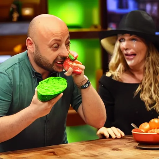 Image similar to joe bastianich eating green slime