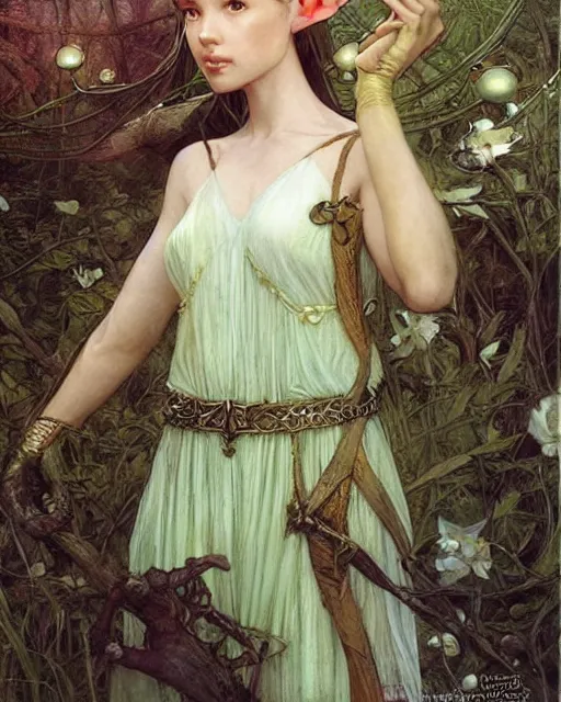 Prompt: a beautiful elf princess by BROM, Edgar Maxence and Ross Tran and Michael Whelan and Jules Bastien-Lepage